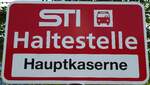(128'130) - STI-Haltestellenschild - Thun, Hauptkaserne - am 31. Juli 2010