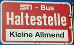 (128'132) - STI-Haltestellenschild - Thun, Kleine Allmend - am 31. Juli 2010