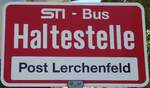 (128'170) - STI-Haltestellenschild - Thun, Post Lerchenfeld - am 1. August 2010