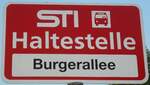 Thun/739627/133318---sti-haltestellenschild---thun-burgerallee (133'318) - STI-Haltestellenschild - Thun, Burgerallee - am 16. April 2011