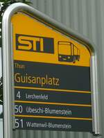 (134'309) - STI-Haltestellenschild - Thun, Guisanplatz - am 24.