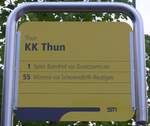 (153'685) - STI-Haltestellenschild - Thun, KK Thun - am 6. August 2014