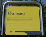 (153'957) - STI-Haltestellenschild - Thun, Rsslimatte - am 17. August 2014
