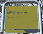 (159'174) - STI-Haltestellenschild - Thun, Militrstrasse - am 15. Mrz 2015