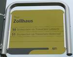 (160'521) - STI-Haltestellenschild - Thun, Zollhaus - am 14. Mai 2015