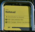 (238'037) - STI-Haltestellenschild - Thun, Hohmad - am 12.