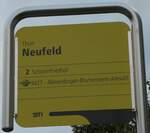 (240'150) - STI-Haltestellenschild - Thun, Neufeld - am 21. September 2022