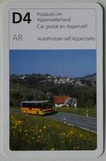 (246'646) - Quartett-Spielkarte mit Setra-Postauto im Appenzellerland am 26.