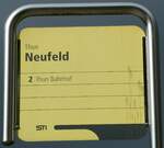 (249'843) - STI-Haltestellenschild - Thun, Neufeld - am 11. Mai 2023