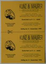 (250'019) - Kunz&Maurer-Gutscheine am 14.
