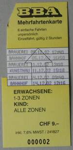(252'261) - BBA-Mehrfahrtenkarte am 2.