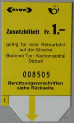 (252'520) RVBW/PTT-Zusatzbillet am 9.