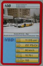 (256'110) - Quartett-Spielkarte mit VBD-Scania/R&J N113 CL am 15. Oktober 2023 in Thun