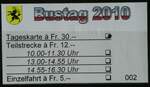 (260'182) - Bustag 2010-Billet am 8.