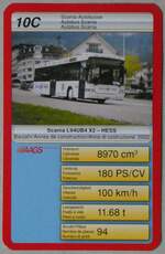 (260'635) - Quartett-Spielkarte mit AAGS Scania/Hess L94UB4 X2 am 24. Mrz 2024 in Thun