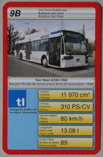 (261'804) - Quartett-Spielkarte mit tl Van Hool A330 CNG Nr. 421 am 28. April 2024 in Thun