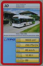(262'160) - Quartett-Spielkarte mit TPC Volvo 7000 CNG am 5. Mai 2024 in Thun