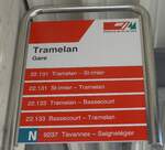 (181'042) - cj-Haltestellenschild - Tramelan, Gare - am 12.