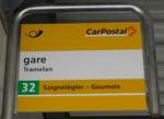 (181'046) - PostAuto-Haltestellenschild - Tramelan, gare - am 12. Juni 2017