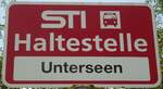 (135'474) - STI-Haltestellenschild - Unterseen, Unterseen - am 14.