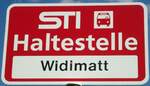 (135'477) - STI-Haltestellenschild - Unterseen, Widimatt - am 14.