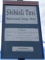 (168'819) - Skihsli Taxi-Haltestellenschild - Wasserwendi, Berghaus - am 21.