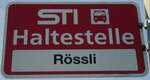 (136'803) - STI-Haltestellenschild - Wattenwil, Rssli - am 22. November 2011