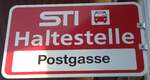 (136'805) - STI-Haltestellenschild - Wattenwil, Postgasse - am 22. November 2011