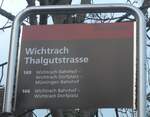 (212'868) - BERNMOBIL-Haltestellenschild - Wichtrach, Thalgutstrasse - am 14. Dezember 2019