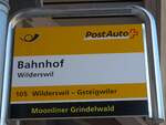 Wilderswil/743704/155344---postauto-haltestellenschild---wilderswil-bahnhof (155'344) - PostAuto-Haltestellenschild - Wilderswil, Bahnhof - am 23. September 2014