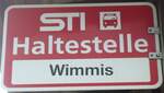 (134'646) - STI-Haltestellenschild - Wimmis, Wimmis - am 2.