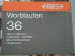 (132'429) - RBS-Haltestellenschild - Worblaufen, Worblaufen - am 24. Januar 2011
