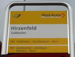 (168'446) - PostAuto-Haltestellenschild - Zollikofen, Hirzenfeld - am 11.