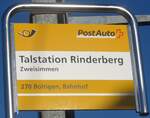 (213'106) - PostAuto-Haltestellenschild - Zweisimmen, Talstation Rinderberg - am 25.