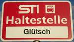 (134'631) - STI-Haltestellenschild - Zwieselberg, Gltsch - am 2.