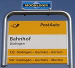 duedingen/771862/233832---postauto-haltestellenschild---duedingen-bahnhof (233'832) - PostAuto-Haltestellenschild - Ddingen, Bahnhof - am 12. Mrz 2022