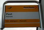 (142'003) - PostAuto-Haltestellenschild - Flamatt, Post - am 21.