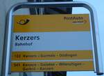 Kerzers/738152/131113---postautohaltestellenschild---kerzers-bahnhof (131'113) - PostAuto_Haltestellenschild - Kerzers, Bahnhof - am 26. November 2010