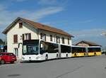 (255'196) - Wieland, Murten - Nr. 122/FR 300'603 - Mercedes (ex Interbus, Yverdon Nr. 209; ex Gschwindl, A-Wien Nr. 8401) am 16. September 2023 beim Bahnhof Kerzers