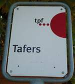 (142'064) - tpf-Haltestellenschild - Tafers, Tafers - am 21. Oktober 2012