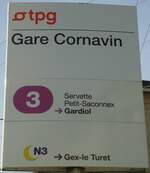 (132'948) - tpg-Haltestellenschild - Genve, Gare Cornavin - am 10.