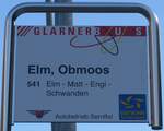 Elm/744916/166140---glarner-busautobetrieb-sernftal-haltestellenschild-- (166'140) - GLARNER BUS/Autobetrieb Sernftal-Haltestellenschild - Elm, Obmoos - am 10. Oktober 2015