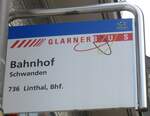 (226'420) - GLARNER BUS-Haltestellenschild - Schwanden, Bahnhof - am 12.