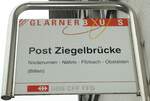 (130'782) - GLARNER BUS/SBB CFF FFS-Haltestellenschild - Ziegelbrcke, Post Ziegelbrcke - am 24. Oktober 2010