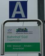 (244'402) - AWA-Haltestellenschild - Ziegelbrcke, Bahnhof Sd - am 3. Januar 2023