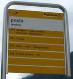 (165'415) - PostAuto-Haltestellenschild - Andeer, posta - am 19.