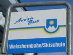 arosa/749213/201275---arosa-bus-haltestellenschild---arosa-weisshornbahnskischule (201'275) - Arosa-Bus-Haltestellenschild - Arosa, Weisshornbahn/Skischule - am 19. Januar 2019