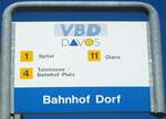 (128'277) - VBD-Haltestellenschild - Davos, Bahnhof Dorf - am 7.