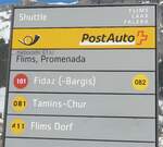 (213'260) - PostAuto-Haltestellenschild - Flims, Promenada - am 1. Januar 2020