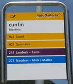 (173'339) - PostAuto/SAD/PostBus-Haltestellenschild - Martina, cunfin - am 24. Juli 2016